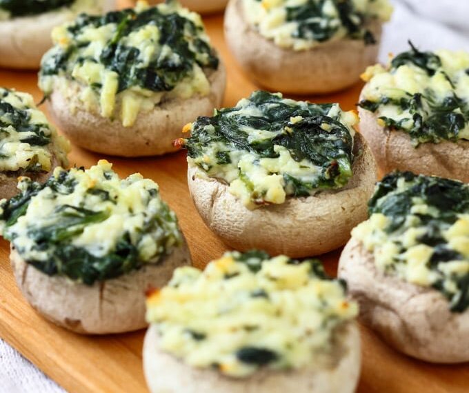 Spinach White Soft Cheese Stuffed Mushrooms