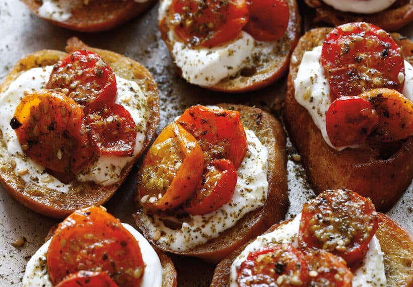 Zaatar Roasted Tomato Crostini with Labneh